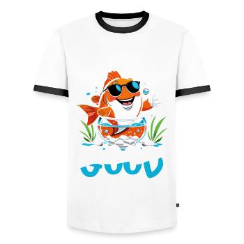Aquarium aquatique - T-shirt contrasté Homme - blanc/noir - Devant - AI Model Female 172 light (172cm) & AI Model Male 178 dark (178cm)