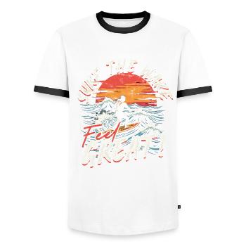 Wakeboarding Wakeboard Wakeboarder - Männer Kontrast-T-Shirt - Weiß/Schwarz - Vorne - AI Model Female 172 light (172cm) & AI Model Male 178 dark (178cm)