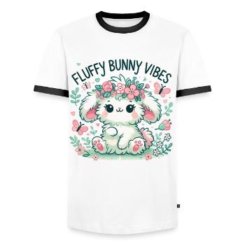 Fluffy Bunny Vibes – Cute Easter Bunny Shirt - Men's Ringer Shirt - white/black - Front - AI Model Female 172 light (172cm) & AI Model Male 178 dark (178cm)