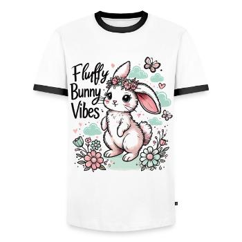 Fluffy Bunny Vibes – Cute Easter Bunny Shirt - Men's Ringer Shirt - white/black - Front - AI Model Female 172 light (172cm) & AI Model Male 178 dark (178cm)
