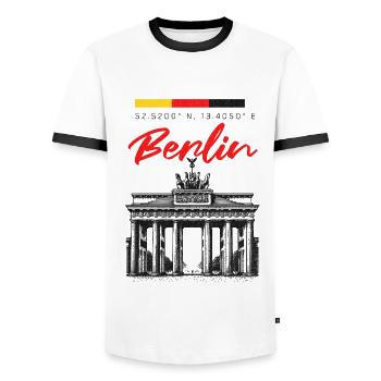 Berlin Germany Brandenburger Tor - Männer Kontrast-T-Shirt - Weiß/Schwarz - Vorne - AI Model Female 172 light (172cm) & AI Model Male 178 dark (178cm)