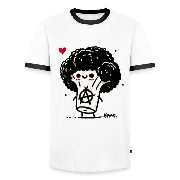 funny vegetable anarcho broccoli punk - Men's Ringer Shirt - white/black - Front - AI Model Female 172 light (172cm) & AI Model Male 178 dark (178cm)