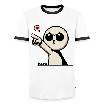 Süßes Cartoon-Männchen mit Herz - Männer Kontrast-T-Shirt - Weiß/Schwarz - Vorne - AI Model Female 172 light (172cm) & AI Model Male 178 dark (178cm)