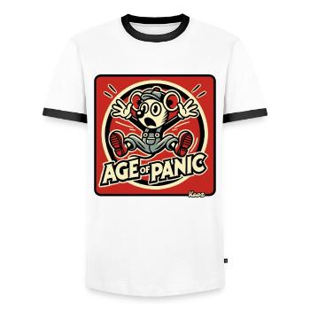 Souris anxieuse à l’ère de la panique - T-shirt contrasté Homme - blanc/noir - Devant - AI Model Female 172 light (172cm) & AI Model Male 178 dark (178cm)