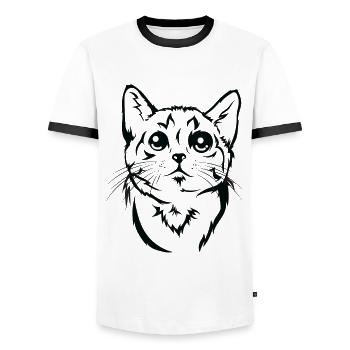 Süßes Katzenporträt - Tierliebhaber Design - Männer Kontrast-T-Shirt - Weiß/Schwarz - Vorne - AI Model Female 172 light (172cm) & AI Model Male 178 dark (178cm)