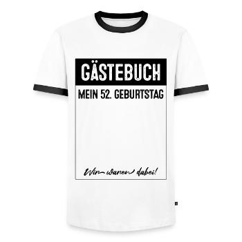 Gästebuch 52 Jahre alt 52. Geburtstag - Männer Kontrast-T-Shirt - Weiß/Schwarz - Vorne - AI Model Female 172 light (172cm) & AI Model Male 178 dark (178cm)