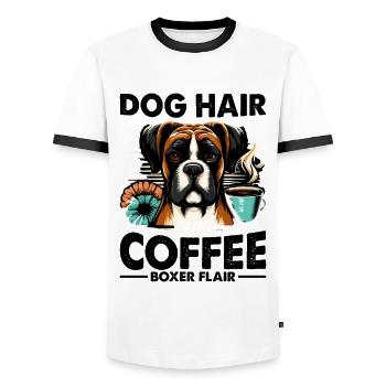 Hundehaare Und Kaffee Boxer Flair Koffein Liebhaber - Männer Kontrast-T-Shirt - Weiß/Schwarz - Vorne - AI Model Female 172 light (172cm) & AI Model Male 178 dark (178cm)
