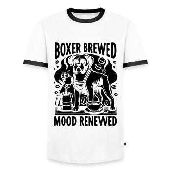Boxer Gebraute Stimmung Erneuerter Koffein Liebhaber Hund - Männer Kontrast-T-Shirt - Weiß/Schwarz - Vorne - AI Model Female 172 light (172cm) & AI Model Male 178 dark (178cm)