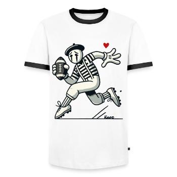 French pantomime plays American football - Men's Ringer Shirt - white/black - Front - AI Model Female 172 light (172cm) & AI Model Male 178 dark (178cm)