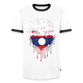 Laos Laotische Wurzel Married To A Laotian - Männer Kontrast-T-Shirt - Weiß/Schwarz - Vorne - AI Model Female 172 light (172cm) & AI Model Male 178 dark (178cm)