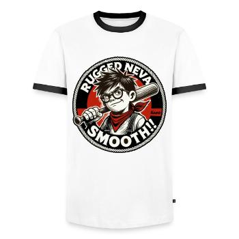 Rau, echt und unaufhaltsam! Starker schlauer Junge - Männer Kontrast-T-Shirt - Weiß/Schwarz - Vorne - AI Model Female 172 light (172cm) & AI Model Male 178 dark (178cm)