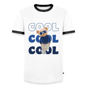 Cool Teddy Bear with Sunglasses - Cool - Men's Ringer Shirt - white/black - Front - AI Model Female 172 light (172cm) & AI Model Male 178 dark (178cm)