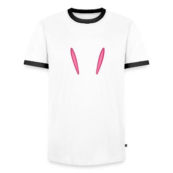 Happy Easter - Osterhase - Osterei - Geschenk - Männer Kontrast-T-Shirt - Weiß/Schwarz - Vorne - AI Model Female 172 light (172cm) & AI Model Male 178 dark (178cm)