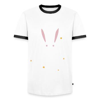 Happy Easter - Osterhase - Osterei - Geschenk - Männer Kontrast-T-Shirt - Weiß/Schwarz - Vorne - AI Model Female 172 light (172cm) & AI Model Male 178 dark (178cm)