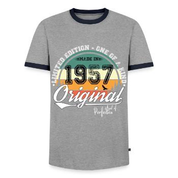 1957 Vintage Retro Geburtstagsgeschenk - Männer Kontrast-T-Shirt - Grau/Navy  - Vorne - AI Model Female 172 light (172cm) & AI Model Male 178 light (178cm)