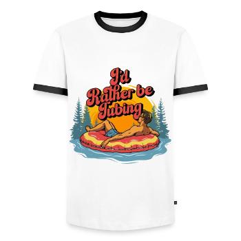 River Tubing Inner Tubing I'd Rather Be Tubing - Männer Kontrast-T-Shirt - Weiß/Schwarz - Vorne - AI Model Female 172 light (172cm) & AI Model Male 178 dark (178cm)
