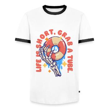 River Tubing Life Is Short Grab A Tube - Männer Kontrast-T-Shirt - Weiß/Schwarz - Vorne - AI Model Female 172 light (172cm) & AI Model Male 178 dark (178cm)