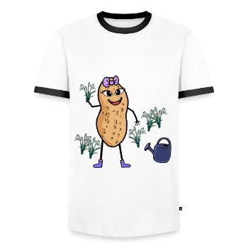 Peanut Season March Spring Snowdrops - Men's Ringer Shirt - white/black - Front - AI Model Female 172 light (172cm) & AI Model Male 178 dark (178cm)
