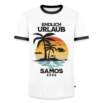 Samos Urlaub 2025 Griechenland Reise - Männer Kontrast-T-Shirt - Weiß/Schwarz - Vorne - AI Model Female 172 light (172cm) & AI Model Male 178 dark (178cm)