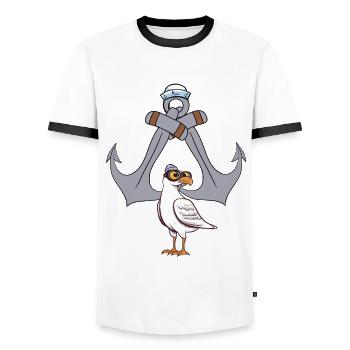 anchor sailor maritime seagull seafaring sailor ahoy - Men's Ringer Shirt - white/black - Front - AI Model Female 172 light (172cm) & AI Model Male 178 dark (178cm)