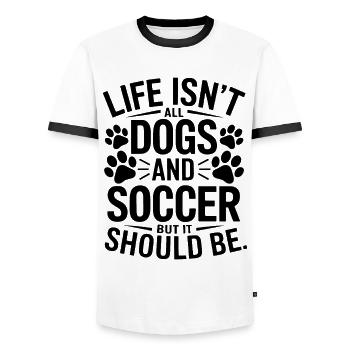 Soccer Disant Chiens Drôle Joueur de Football Cadeau - T-shirt contrasté Homme - blanc/noir - Devant - AI Model Female 172 light (172cm) & AI Model Male 178 dark (178cm)