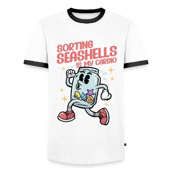 Muschelsammler Sorting Seashells Is my Cardio - Männer Kontrast-T-Shirt - Weiß/Schwarz - Vorne - AI Model Female 172 light (172cm) & AI Model Male 178 dark (178cm)
