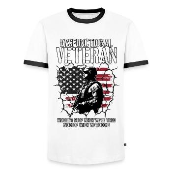 Dysfunktionaler Veteran - Männer Kontrast-T-Shirt - Weiß/Schwarz - Vorne - AI Model Female 172 light (172cm) & AI Model Male 178 dark (178cm)
