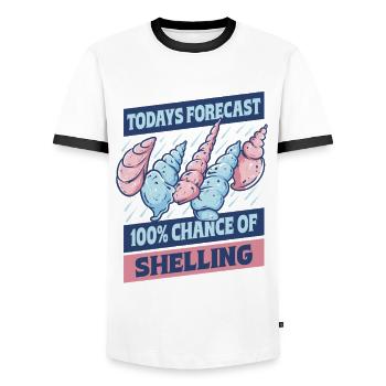 Shell Collector 100% Chance Of Shelling - Men's Ringer Shirt - white/black - Front - AI Model Female 172 light (172cm) & AI Model Male 178 dark (178cm)