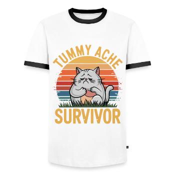 Tummy Ache Survivor Abdominal Pain - Men's Ringer Shirt - white/black - Front - AI Model Female 172 light (172cm) & AI Model Male 178 dark (178cm)