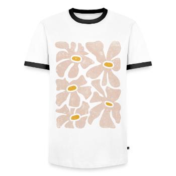Boho Wildflowers - Men's Ringer Shirt - white/black - Front - AI Model Female 172 light (172cm) & AI Model Male 178 dark (178cm)