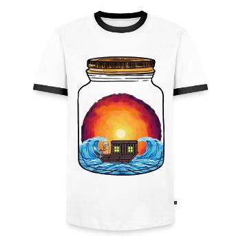 Lustig Erdnuss Seemann Schiff Boot maritim segeln - Männer Kontrast-T-Shirt - Weiß/Schwarz - Vorne - AI Model Female 172 light (172cm) & AI Model Male 178 dark (178cm)