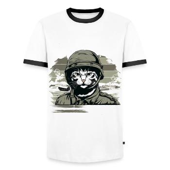 Tummy Ache Survivor Abdominal Pain - Men's Ringer Shirt - white/black - Front - AI Model Female 172 light (172cm) & AI Model Male 178 dark (178cm)