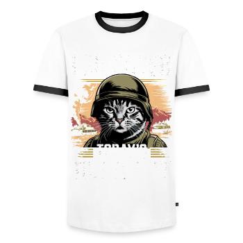 Tummy Ache Survivor Abdominal Pain - Men's Ringer Shirt - white/black - Front - AI Model Female 172 light (172cm) & AI Model Male 178 dark (178cm)