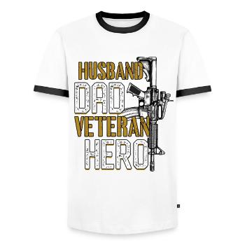 Dysfunktionaler Veteran Husband Dad Veteran Hero - Männer Kontrast-T-Shirt - Weiß/Schwarz - Vorne - AI Model Female 172 light (172cm) & AI Model Male 178 dark (178cm)