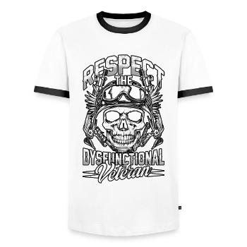 Respect The Dysfunktionaler Veteran - Männer Kontrast-T-Shirt - Weiß/Schwarz - Vorne - AI Model Female 172 light (172cm) & AI Model Male 178 dark (178cm)