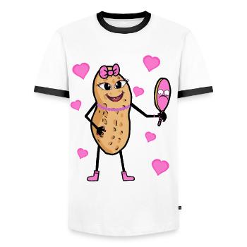 Jolie Fille Cacahuète Noix Princesse Diva - T-shirt contrasté Homme - blanc/noir - Devant - AI Model Female 172 light (172cm) & AI Model Male 178 dark (178cm)