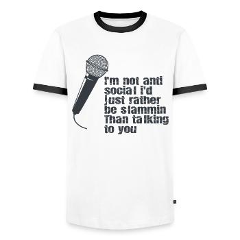 Ich Bin Nicht Anti-sozial Poetry Slam - Männer Kontrast-T-Shirt - Weiß/Schwarz - Vorne - AI Model Female 172 light (172cm) & AI Model Male 178 dark (178cm)
