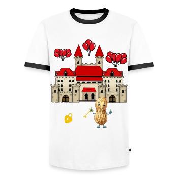 Erdnuss Traumhaus Immobilie Glückwunsch Haus - Männer Kontrast-T-Shirt - Weiß/Schwarz - Vorne - AI Model Female 172 light (172cm) & AI Model Male 178 dark (178cm)