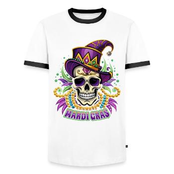 Mardi Gras - Karneval - Totenkopf - Geschenk - Männer Kontrast-T-Shirt - Weiß/Schwarz - Vorne - AI Model Female 172 light (172cm) & AI Model Male 178 dark (178cm)