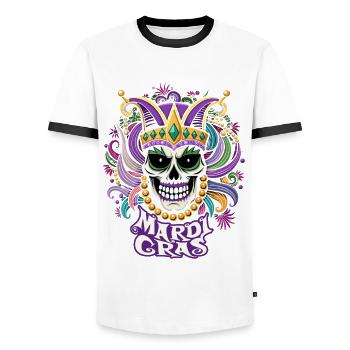 Mardi Gras - Karneval - Totenkopf - Geschenk - Männer Kontrast-T-Shirt - Weiß/Schwarz - Vorne - AI Model Female 172 light (172cm) & AI Model Male 178 dark (178cm)