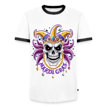 Mardi Gras - Karneval - Totenkopf - Geschenk - Männer Kontrast-T-Shirt - Weiß/Schwarz - Vorne - AI Model Female 172 light (172cm) & AI Model Male 178 dark (178cm)