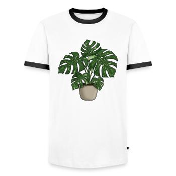 Monstera Dad - Men's Ringer Shirt - white/black - Front - AI Model Female 172 light (172cm) & AI Model Male 178 dark (178cm)