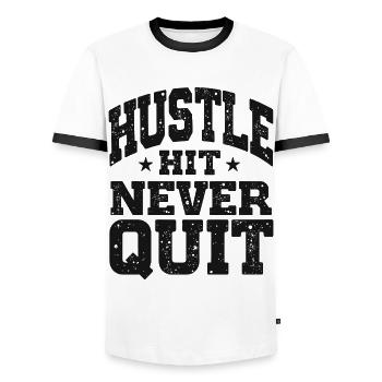 Hustle Hit Never Quit Athlete Fitness - T-shirt contrasté Homme - blanc/noir - Devant - AI Model Female 172 light (172cm) & AI Model Male 178 dark (178cm)