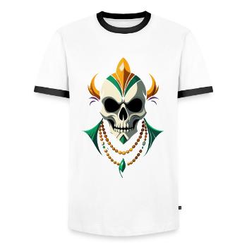 Mardi Gras skull - Carnival - Costume - Gift - Men's Ringer Shirt - white/black - Front - AI Model Female 172 light (172cm) & AI Model Male 178 dark (178cm)