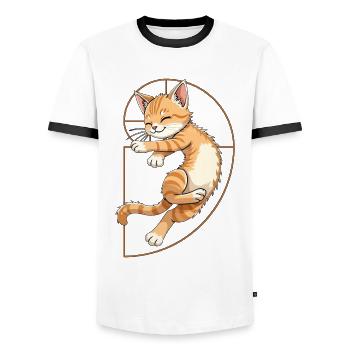 Fibonacci Cat - Men's Ringer Shirt - white/black - Front - AI Model Female 172 light (172cm) & AI Model Male 178 dark (178cm)