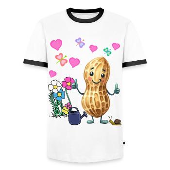 Cacahuète Printemps Jardin Fleurs Enfants - T-shirt contrasté Homme - blanc/noir - Devant - AI Model Female 172 light (172cm) & AI Model Male 178 dark (178cm)