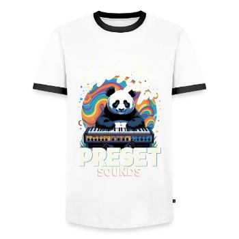 Synthesizer Synth Kick Drum DAW - Men's Ringer Shirt - white/black - Front - AI Model Female 172 light (172cm) & AI Model Male 178 dark (178cm)