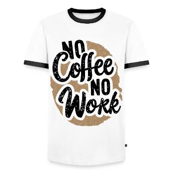 Pas de café pas de travail Café drôle Dire Citation - T-shirt contrasté Homme - blanc/noir - Devant - AI Model Female 172 light (172cm) & AI Model Male 178 dark (178cm)