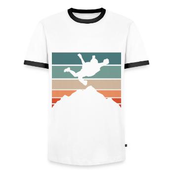 Parachute Happy Place - Men's Ringer Shirt - white/black - Front - AI Model Female 172 light (172cm) & AI Model Male 178 dark (178cm)