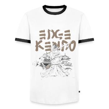 Kendo Japanische Kampfsportarten - Männer Kontrast-T-Shirt - Weiß/Schwarz - Vorne - AI Model Female 172 light (172cm) & AI Model Male 178 dark (178cm)